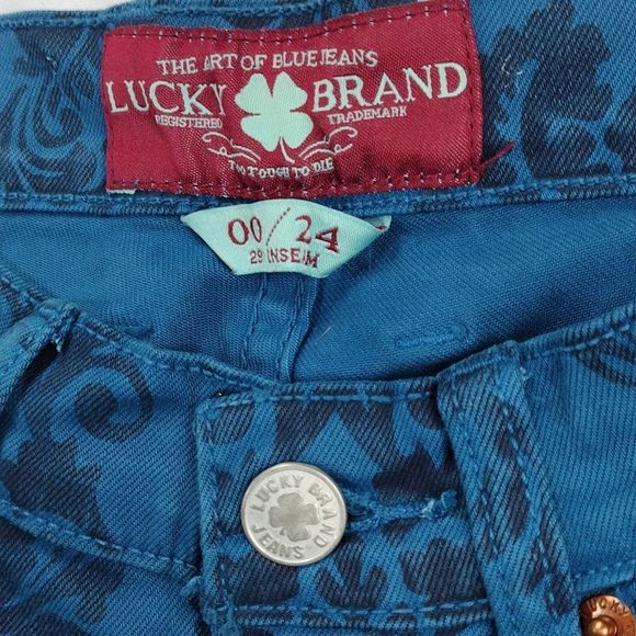 Lucky Brand Charlie Skinny Blue Floral Print Denim Jeans - Picture 5 of 15